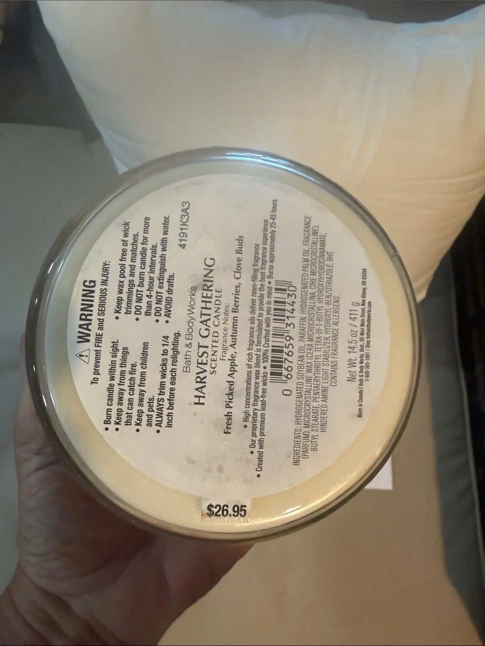 Bath & Body Works Harvest Gathering Candle - Cream, Red, Green
